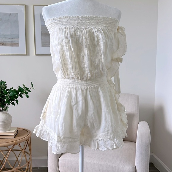 NWOT Free People Feelin' Fancy Convertible Romper Ivory XS - Picture 2 of 16